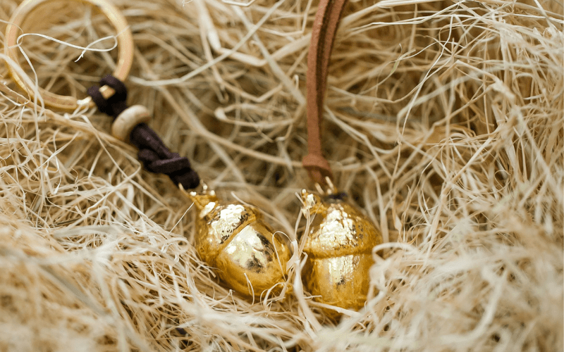 Llavero y Colgante de Bellota de oro