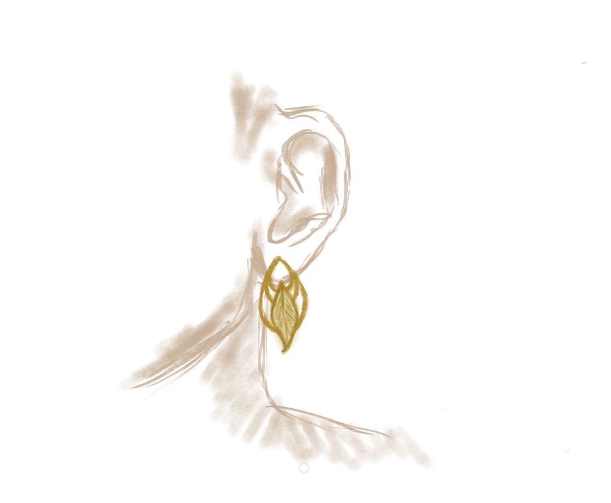 Boceto de pendientes de la colección Muelle, diseñado por Cristina