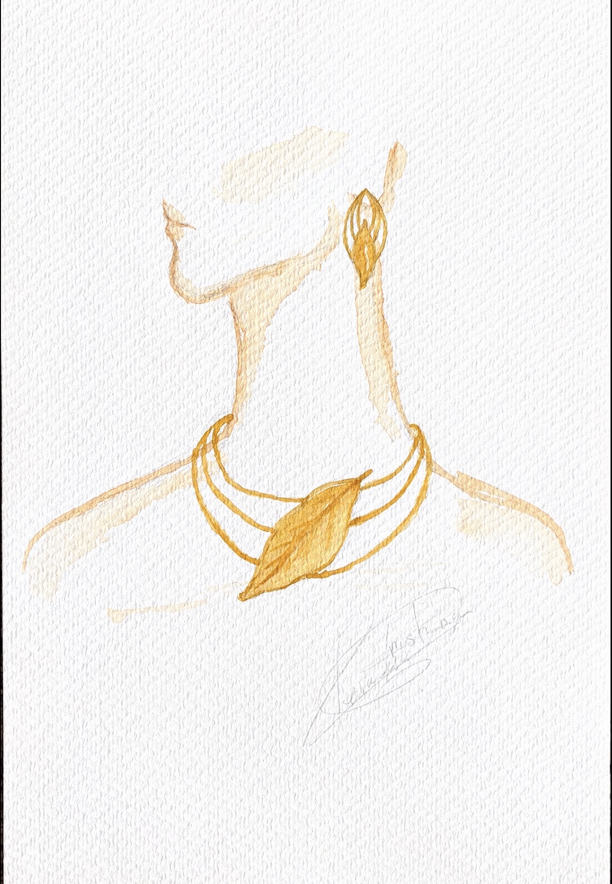 Boceto original de la gargantilla Muelle sobre el cuello, diseñado por Cristina